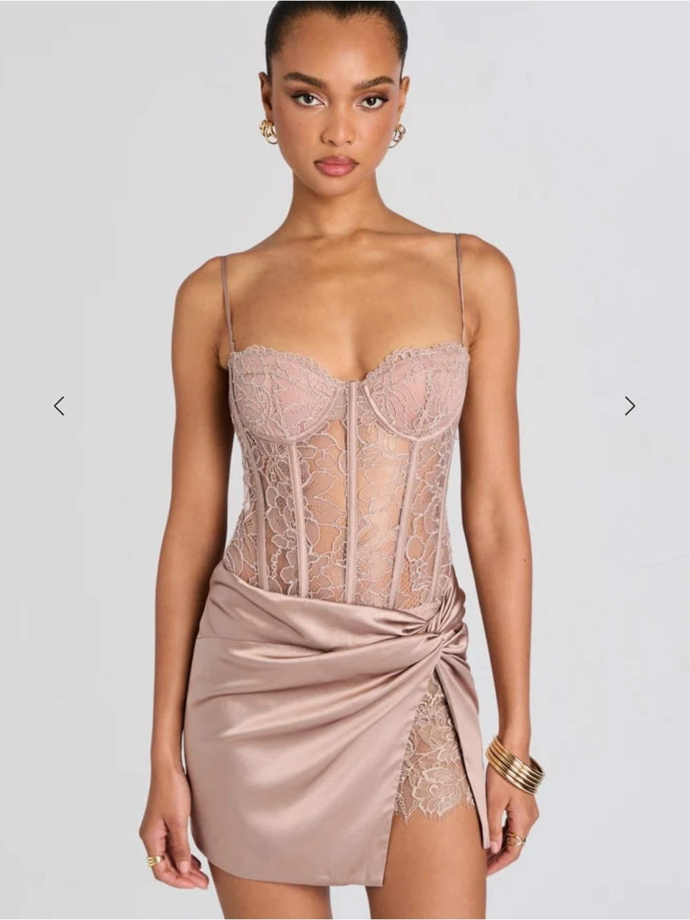 Retrofete Dusty Rose Lace Bustier Bodysuit